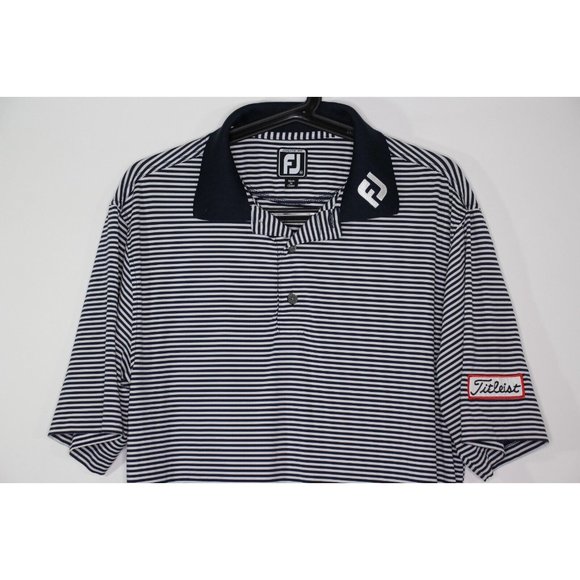 FootJoy Mens Medium Tilteist Striped Performance Golf Polo Shirt G1033 - Picture 2 of 5